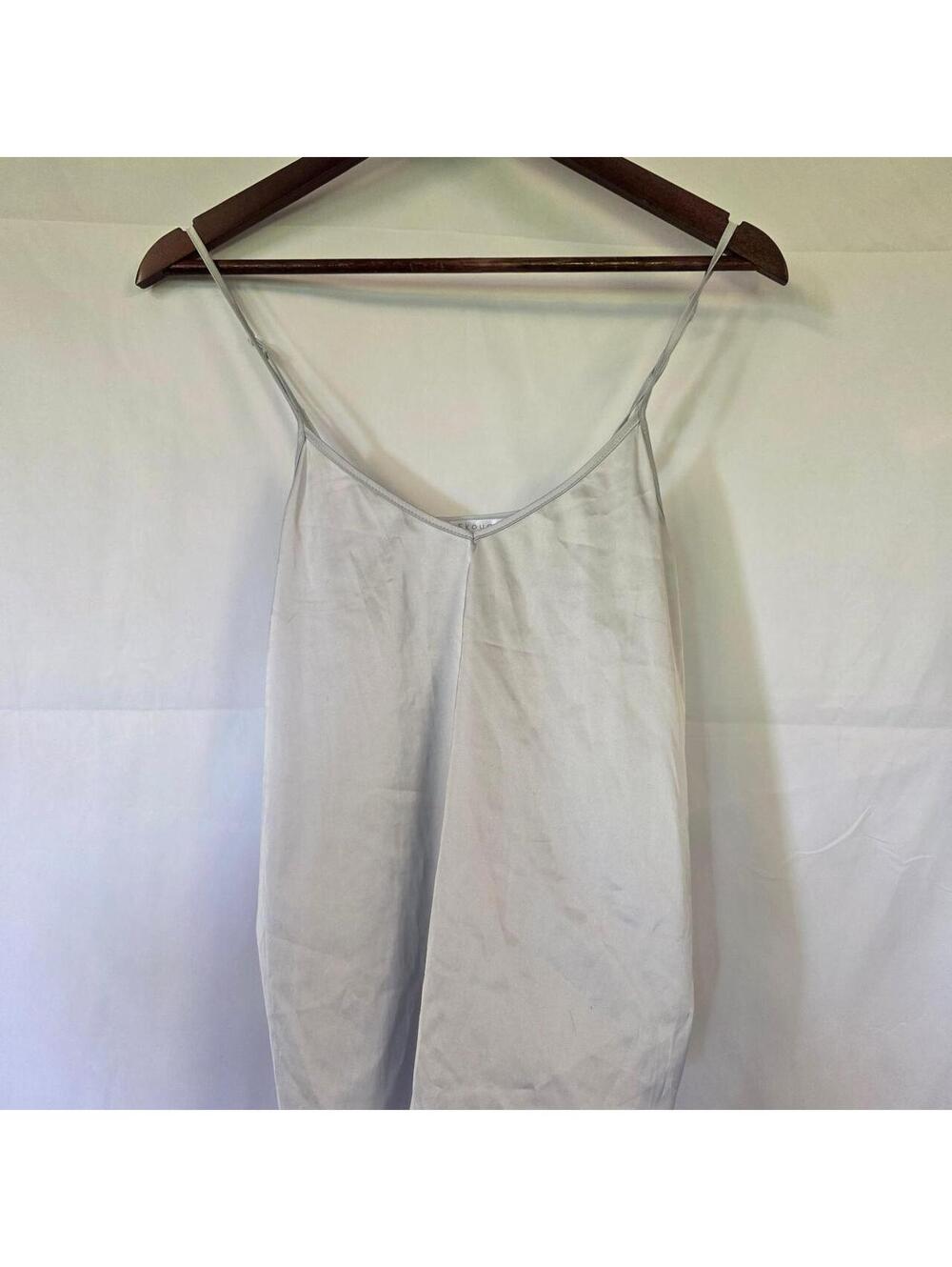 Silver satin slip top with adjustable straps, size S #slip #eveningwear